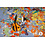 Polyester stof lila met bloemenprint