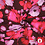 Viscose stretch stof bordeaux met roze aquarel bloemen