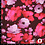 Viscose stretch stof bordeaux met roze aquarel bloemen