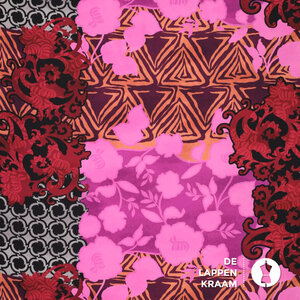 Viscose stretch met boho patchwork roze