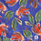 Viscose stretch stof kobalt met geschilderde bloemen