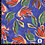 Viscose stretch stof kobalt met geschilderde bloemen