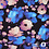 Viscose stretch donkerblauw met aquarel bloemen