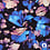 Viscose stretch donkerblauw met aquarel bloemen