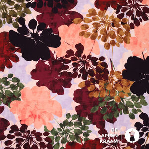  Viscose tricot met diverse bloemen lila