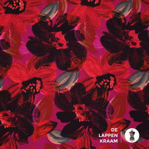  Viscose tricot met geschilderde bloemen roze
