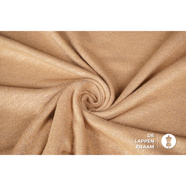 Gebreide stof camel met glitters