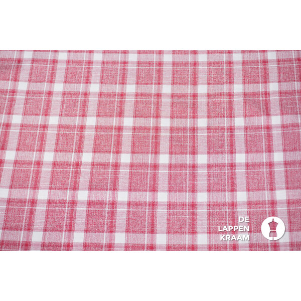 Viscosemix stof met stretch roze geruit