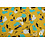 Viscose stof geel met bloemen in turkoois