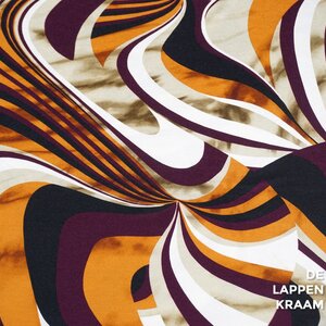  Viscose tricot met retro dessin oranje/paars
