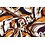 Viscose tricot stof met retro dessin oranje/paars