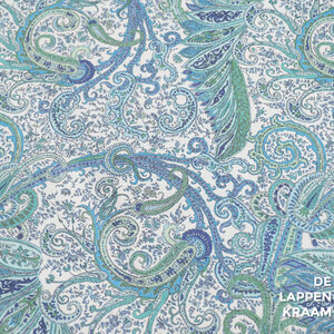  Stretchkatoen met groen/blauw paisley dessin