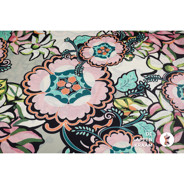 Travelstof met kleurrijke bloemenprint