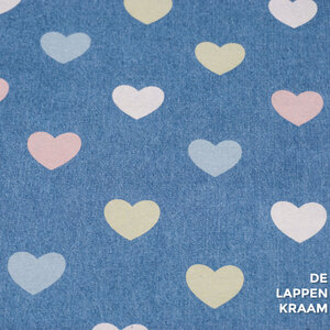  Denim met gekleurde hartjes