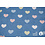Denim stof met gekleurde hartjes