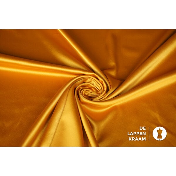 Basic Satijn stof met stretch goud