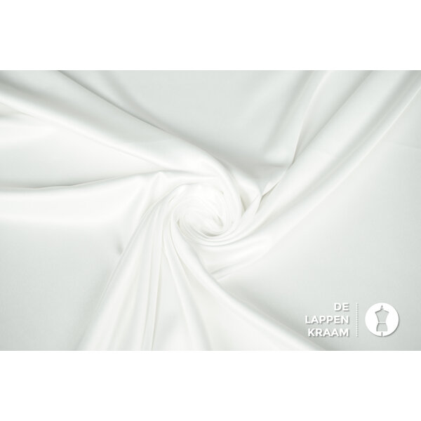 Basic Satijnen stof met stretch off-white
