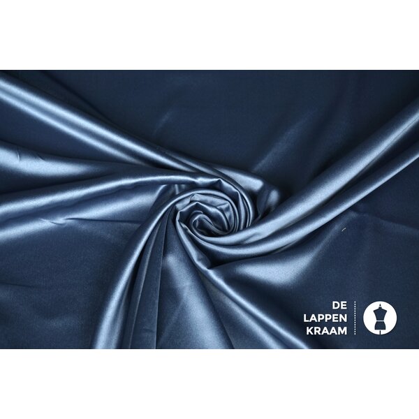 Basic Satijn stof met stretch jeansblauw