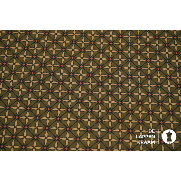 Terlenka stretch olijfgroen met retroprint