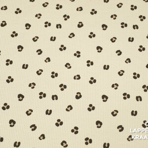  Ribtricot gebroken wit met panterprint