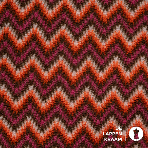 Teddy stof zigzag oranje roze