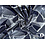 Tricot stof donkerblauw met abstracte witte bloem
