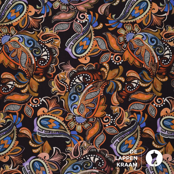 Tricot stof met groot paisleydessin