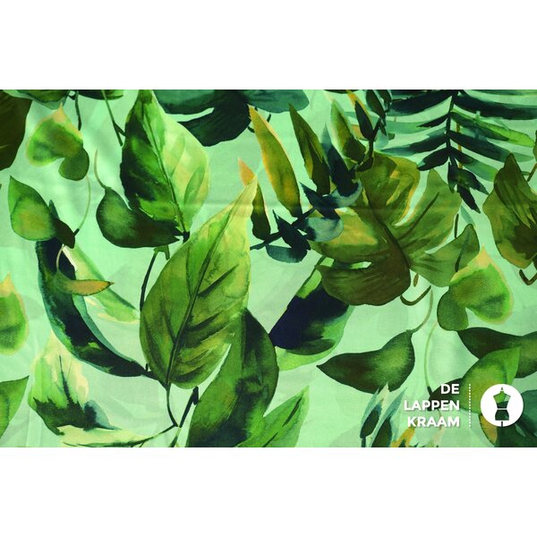 Satijn stof mint met groene bladeren