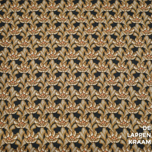  Coupon 13 Viscose zwart met beige bloemen 200 x 130 cm