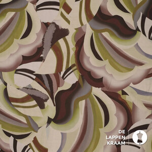  Viscosemix met abstract dessin in bruin- en groentinten