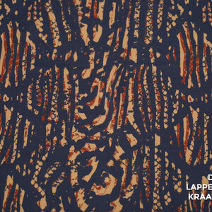  Polyester stretch donkerblauw en camel gestreept