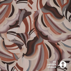  Viscosemix met abstract dessin in beige- en bordeauxtinten