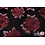 Jacquard stof zwart met bordeauxrode bloemen