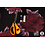Jacquard stof zwart met bordeauxrode bloemen