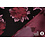 Jacquard stof zwart met bordeauxrode bloemen