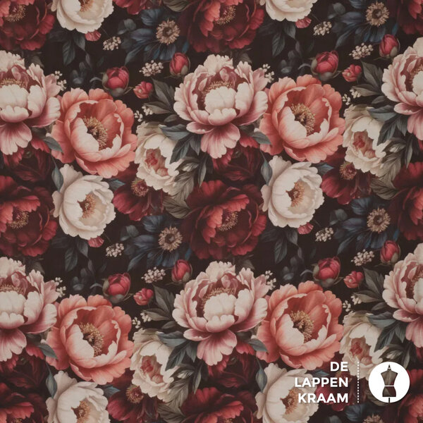 Viscosemix stof met bloemenprint