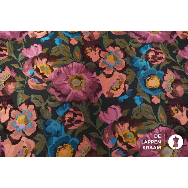 Jacquard stof met kleurrijke bloemen