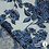 Jacquard stof met jeansblauwe glansbloemen