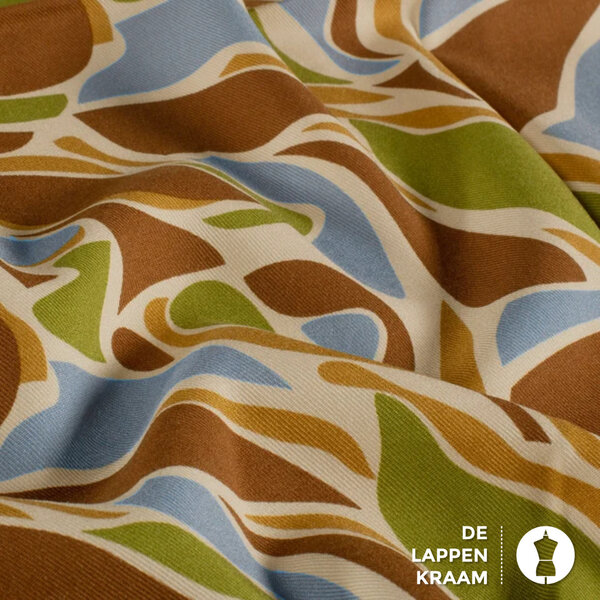Viscose twill stof met mozaiekprint