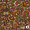 Viscose stof bruin met kleurrijke abstracte bloemen