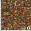 Viscose stof bruin met kleurrijke abstracte bloemen