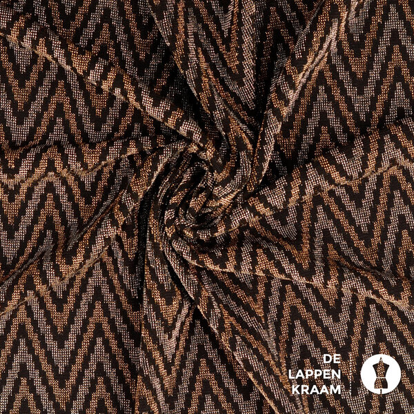 Gebreide glitter stof zigzag goud zilver