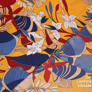  Coupon 78 Polyester geel met bloemenprint 180 x 150cm