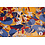 Coupon 78 Polyester geel met bloemenprint 180 x 150cm