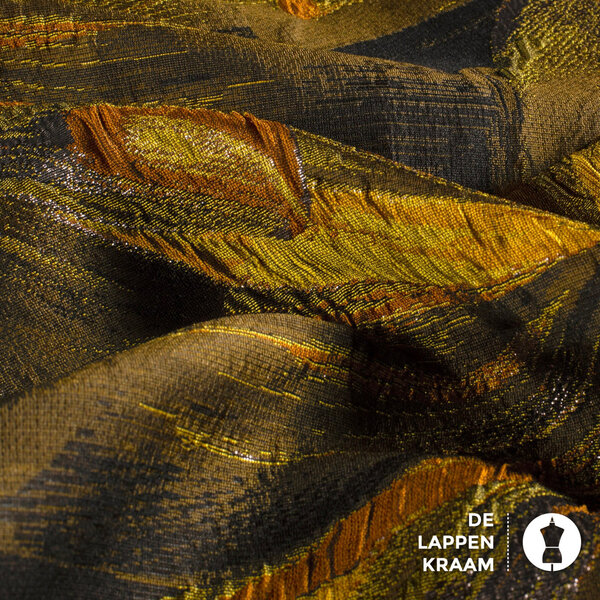 Jacquard stof met lurex in okertinten
