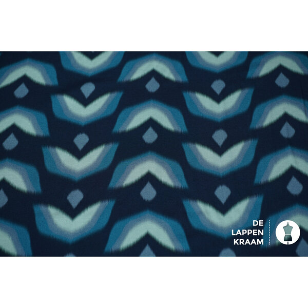 A la Ville Viscose stof donkerblauw met vervaagde vormen