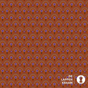  Popeline met retro bloemetjes print oranje
