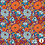 Popeline stof met  bloemetjes print oranje