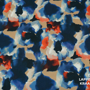 A la Ville Polyester crepe met gestyleerde blauwe bloemen