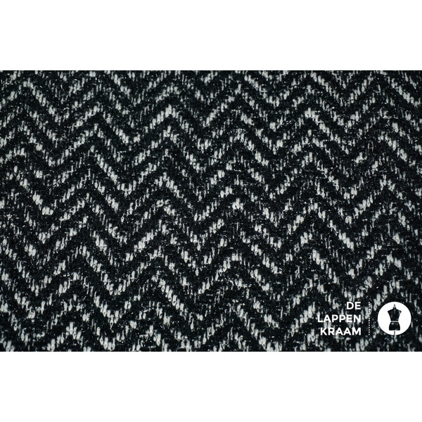 A la Ville Gebreide Stof met Glitter Zigzag Zwart Wit
